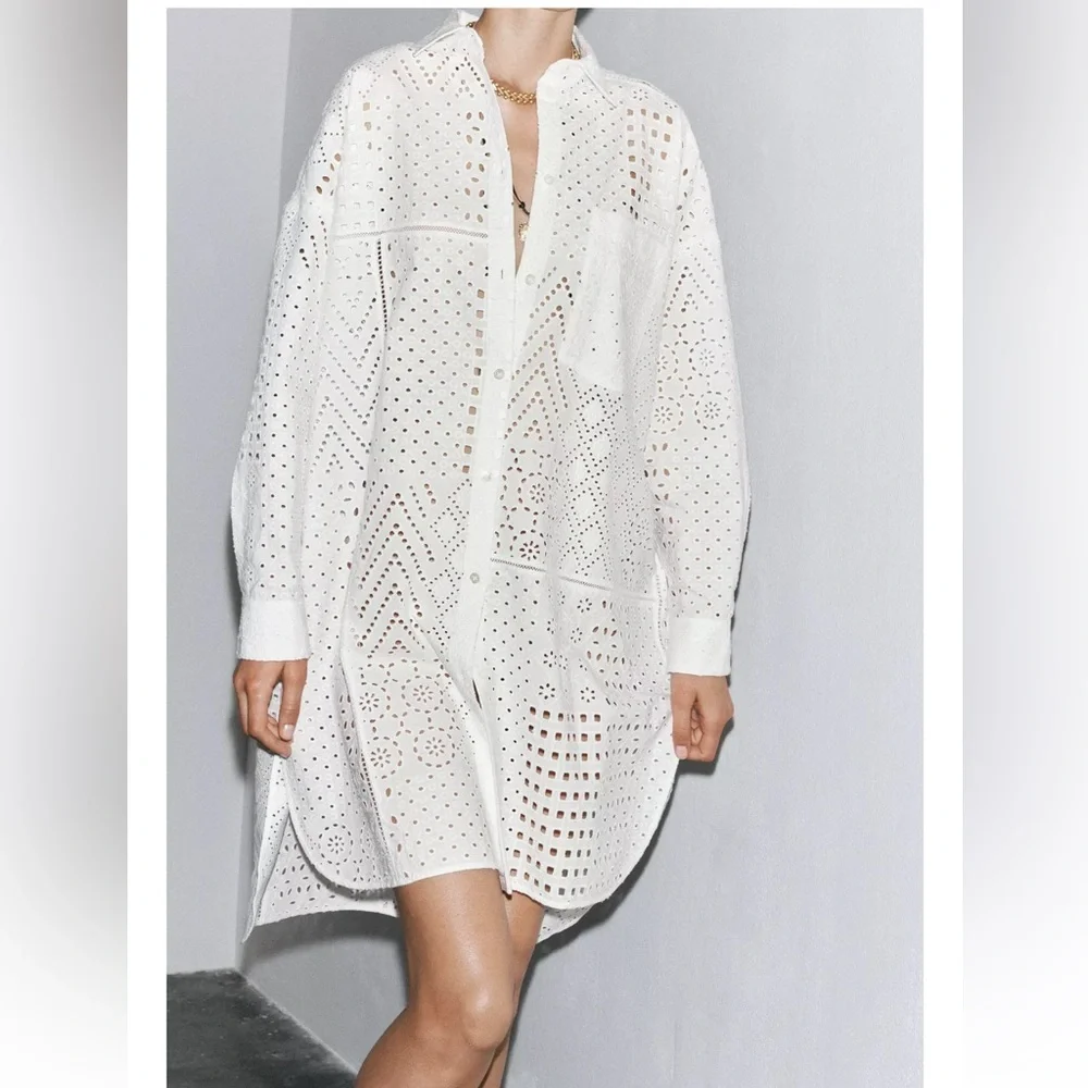 Zara ZW Collection Embroidered Eyelet Dress - Picture 6 of 11